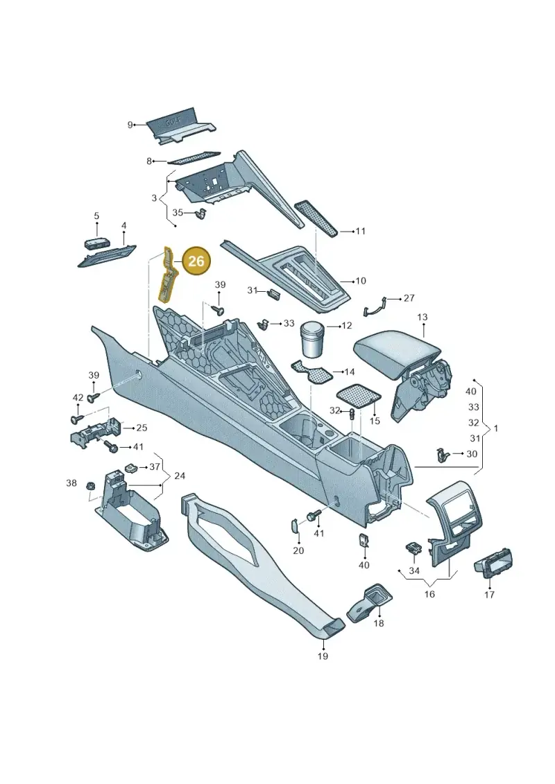 5G2863143E — Volkswagen Golf 2.0 BlueMotion (2019-2024) diagram 5h0863055, position 26
