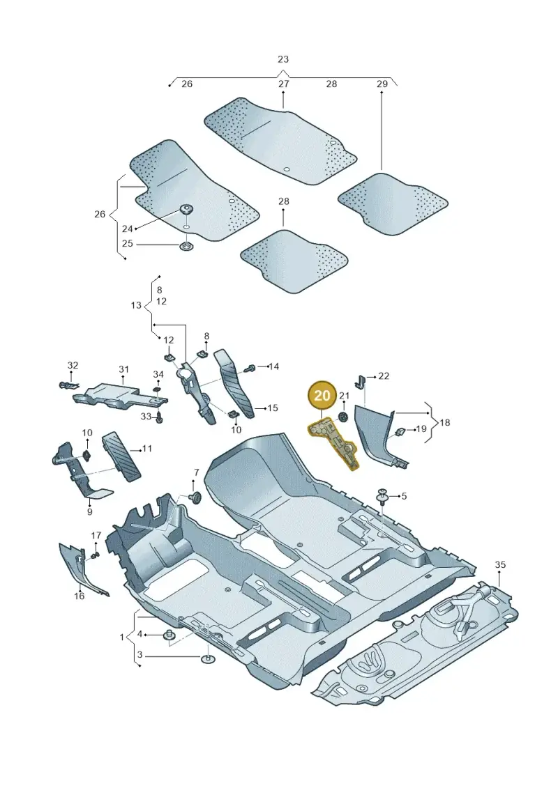 5G2867192A — Volkswagen Passat saloon (2014-2024) diagram 780863000, position 20