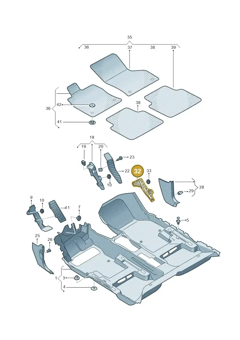 5G2867192A — Volkswagen T-Roc convertible 1.5 (2019-2024) diagram 813863000, position 32