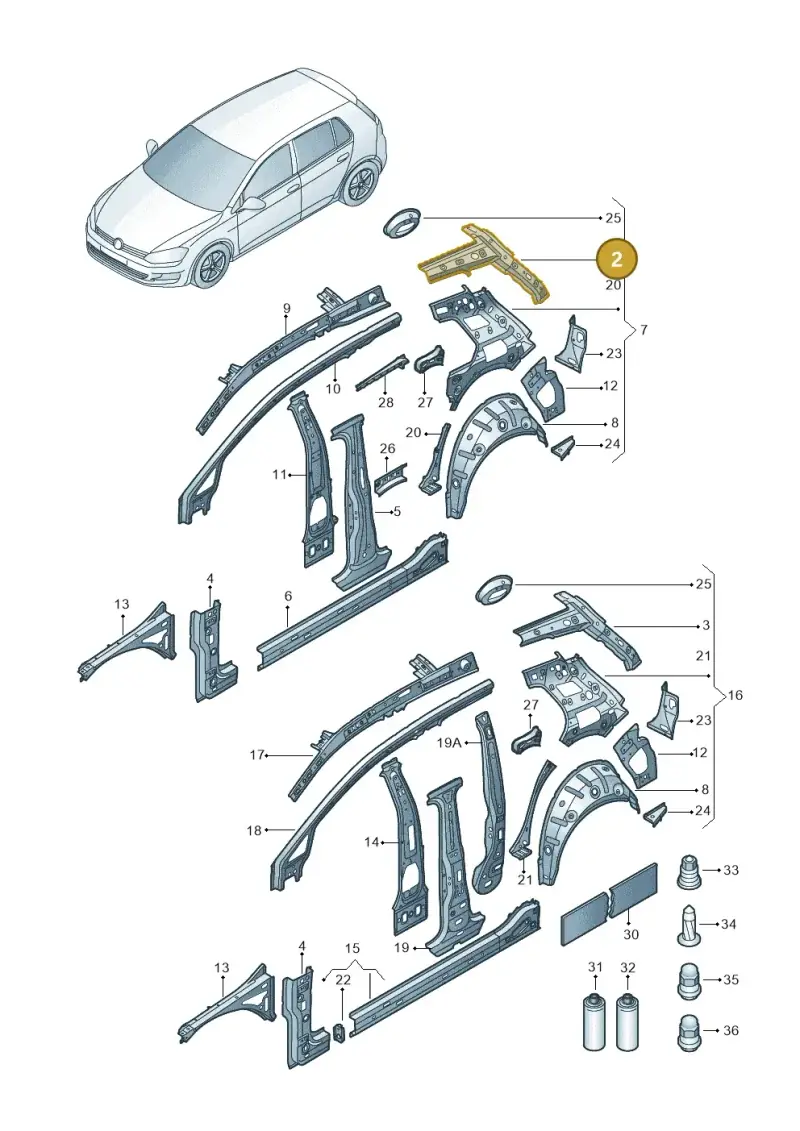 5G3809123 — Volkswagen Golf 1.4 BlueMotion (2014-2017) diagram 781809000, position 2