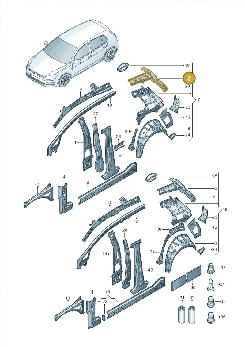 5G3809124 — Volkswagen Golf 1.4 BlueMotion (2012-2017) diagram 746809000, position 2