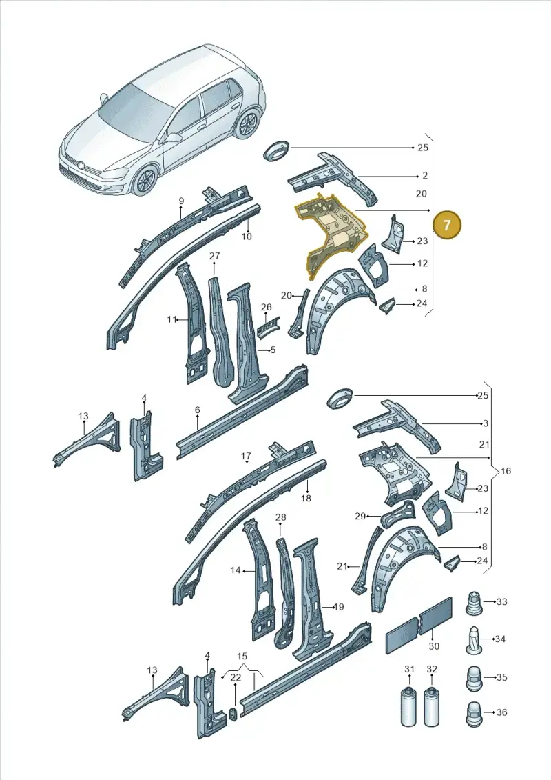 5G3809603 — Volkswagen Golf 1.4 BlueMotion (2012-2017) diagram 746809000, position 7