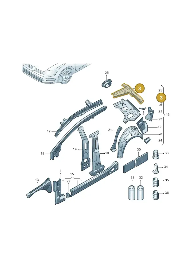 5G4809123 — Volkswagen Golf 1.4 (2013-2020) diagram 769809000, position 3
