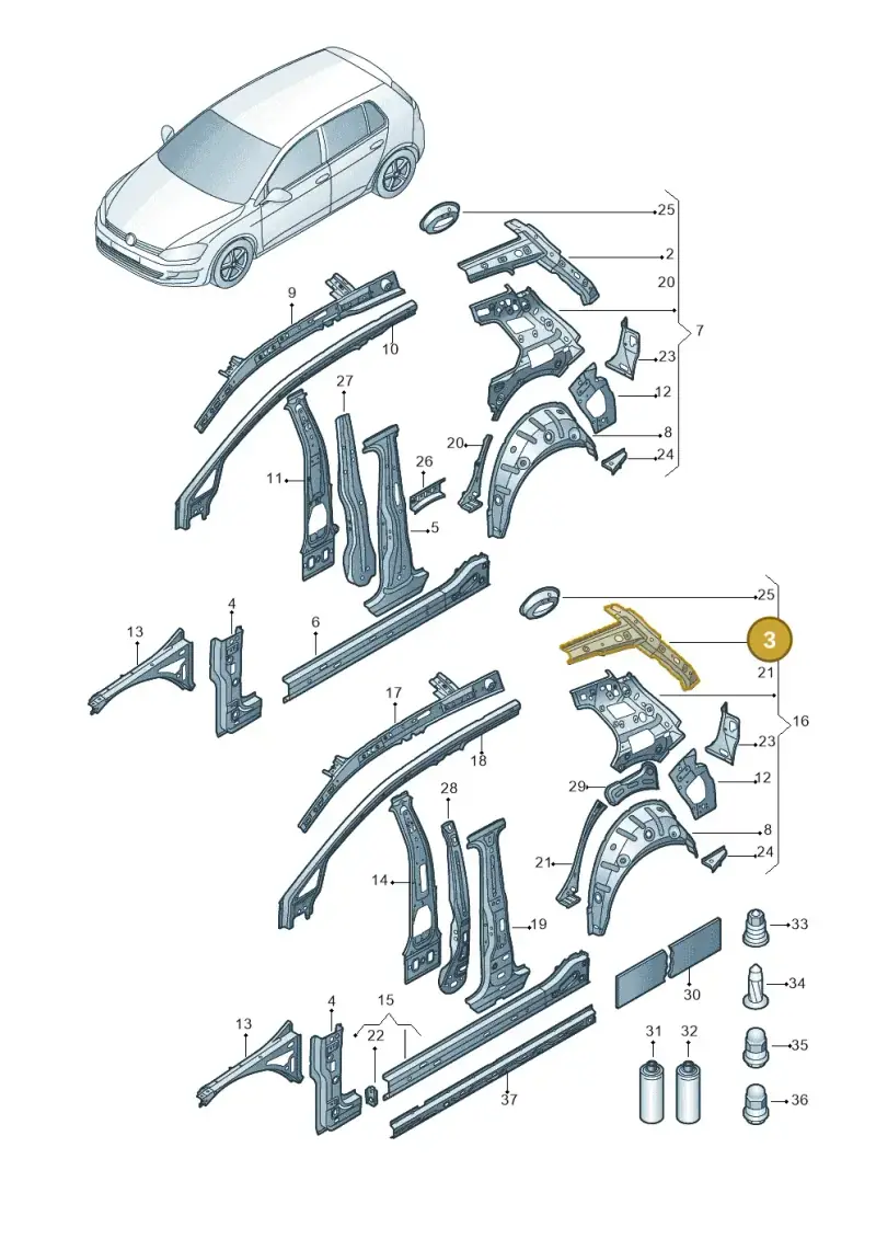 5G4809123 — Volkswagen Golf 2.0 (2016-2020) diagram 827809000, position 3