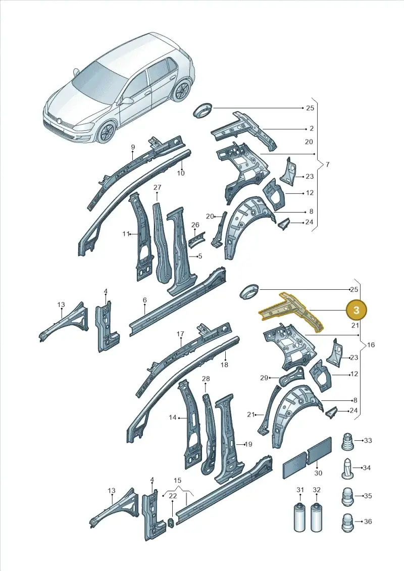5G4809124 — Volkswagen Golf 1.4 BlueMotion (2012-2017) diagram 746809000, position 3
