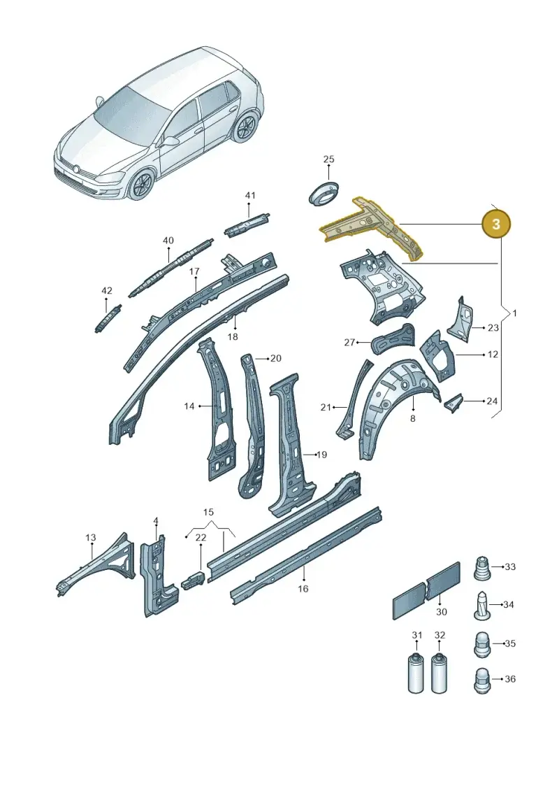 5G4809124 — Volkswagen E-Golf (2014-2021) diagram 774809000, position 3