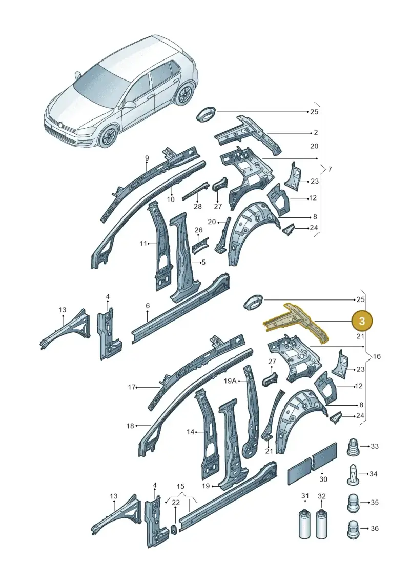 5G4809124 — Volkswagen Golf 1.4 BlueMotion (2014-2017) diagram 781809000, position 3