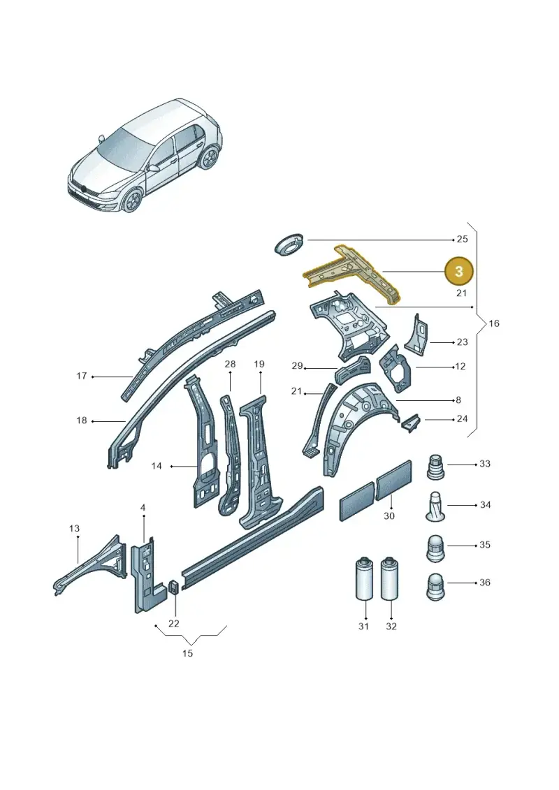 5G4809124 — Volkswagen Golf 1.6 (2015-2019) diagram 867809000, position 3