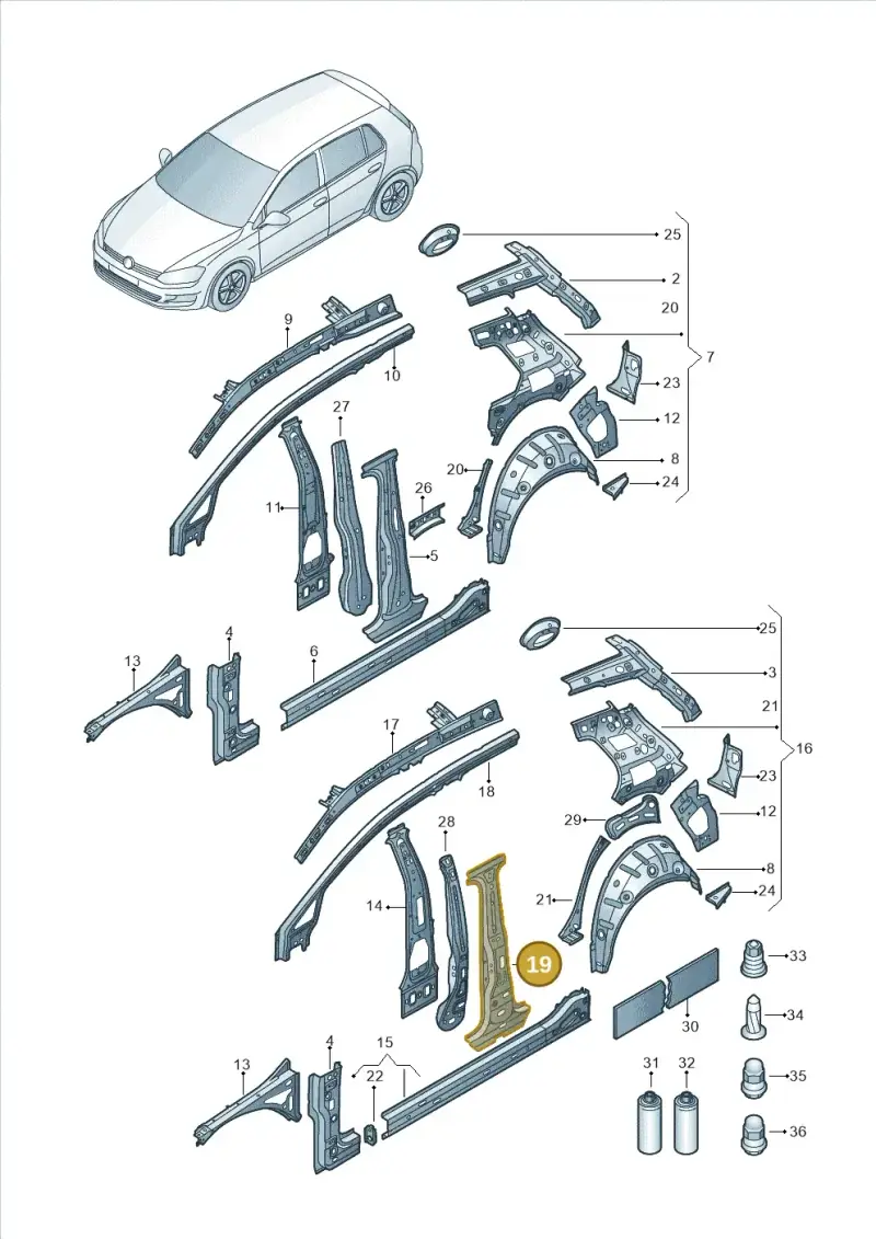 5G4809219 — Volkswagen Golf 1.4 BlueMotion (2012-2017) diagram 746809000, position 19