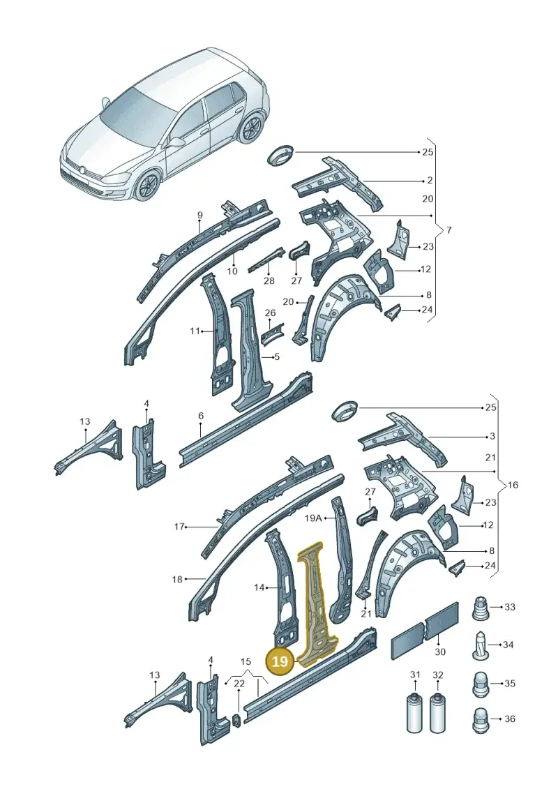 5G4809219 — Volkswagen Golf 1.4 BlueMotion (2014-2017) diagram 781809000, position 19