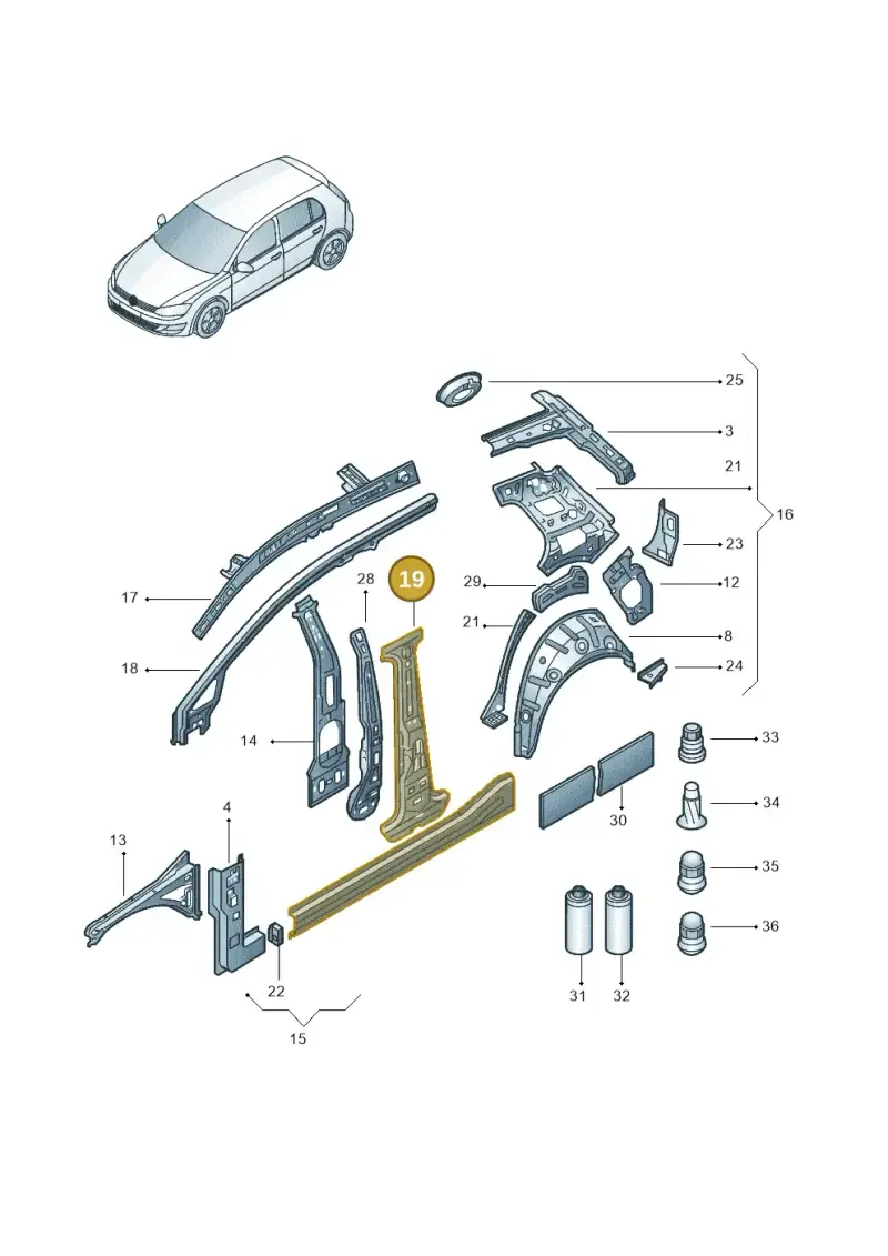 5G4809219 — Volkswagen Golf 1.6 (2015-2019) diagram 867809000, position 19