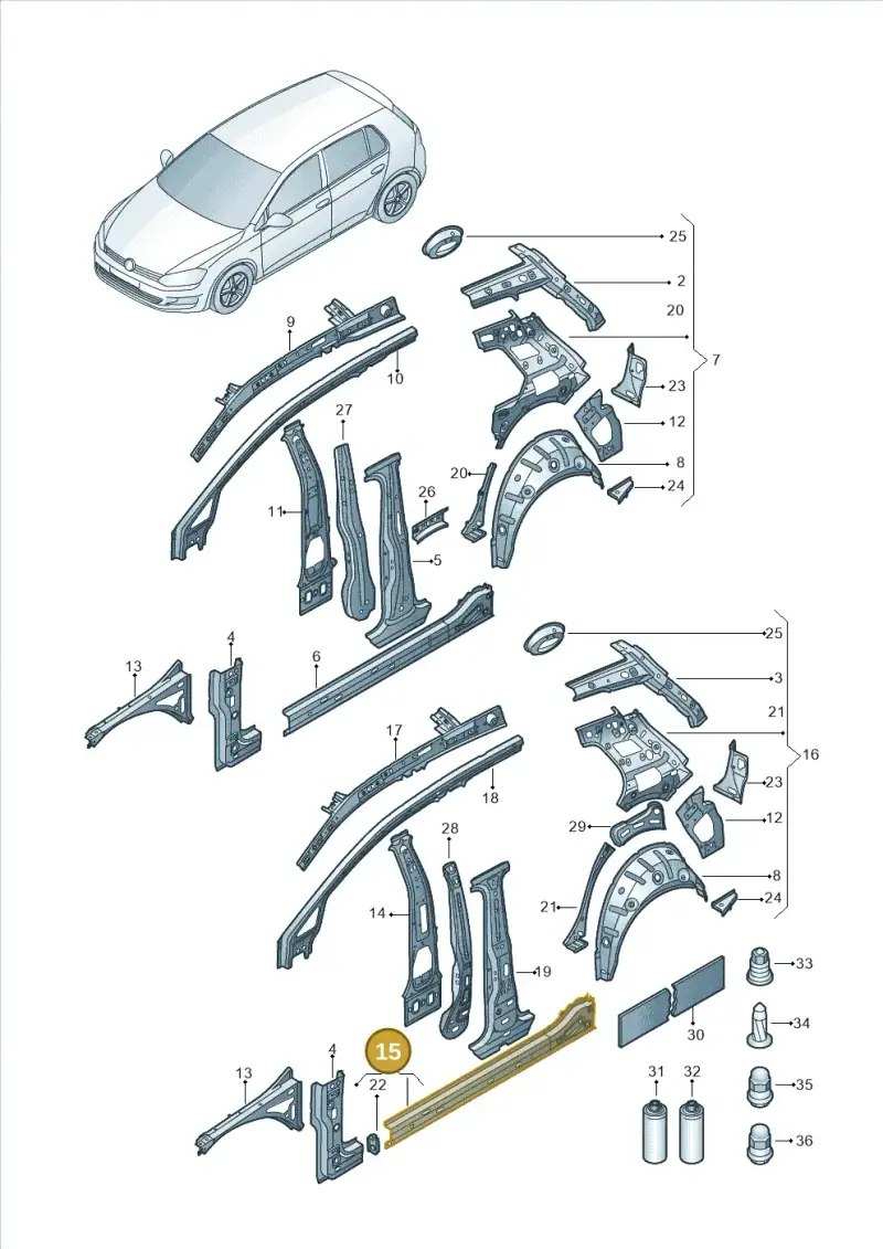 5G4809377 — Volkswagen Golf 1.4 BlueMotion (2012-2017) diagram 746809000, position 15