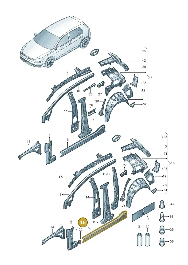 5G4809378 — Volkswagen Golf 1.4 BlueMotion (2014-2017) diagram 781809000, position 15