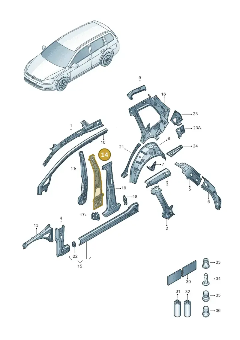 5G4809443 — Volkswagen Golf 2.0 (2016-2020) diagram 763809000, position 14