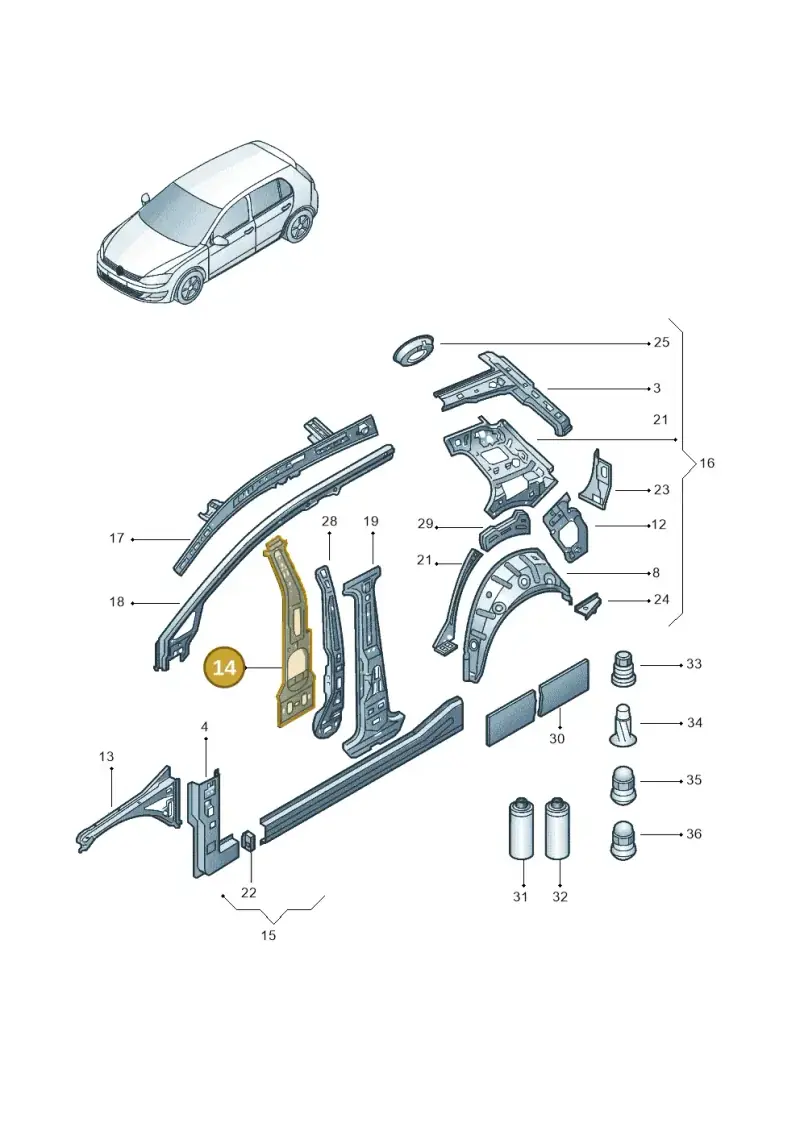 5G4809443 — Volkswagen Golf 1.6 (2015-2019) diagram 867809000, position 14