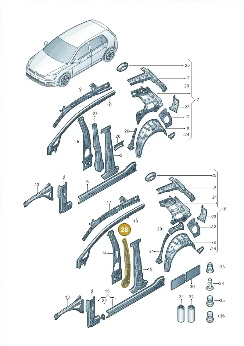 5G4810069 — Volkswagen Golf 1.4 BlueMotion (2012-2017) diagram 746809000, position 28