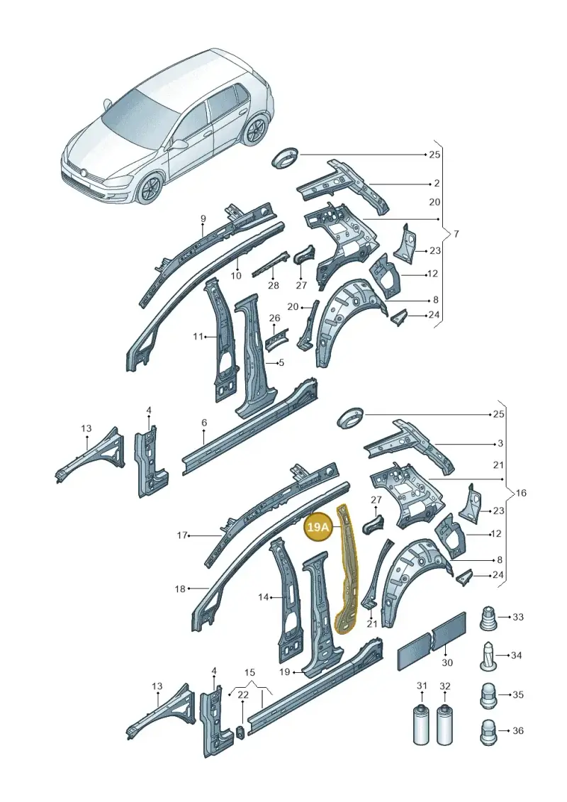 5G4810069 — Volkswagen Golf 1.4 BlueMotion (2014-2017) diagram 781809000, position 19A