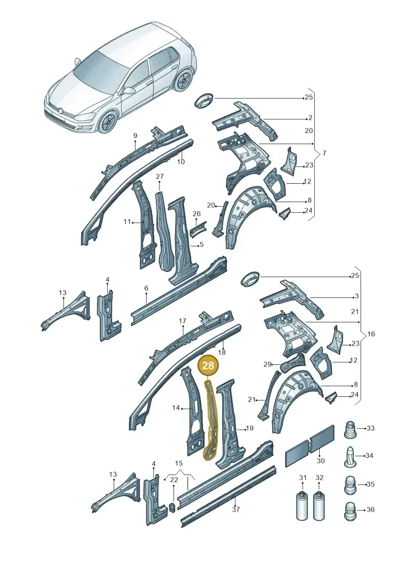 5G4810069 — Volkswagen Golf 2.0 (2016-2020) diagram 827809000, position 28