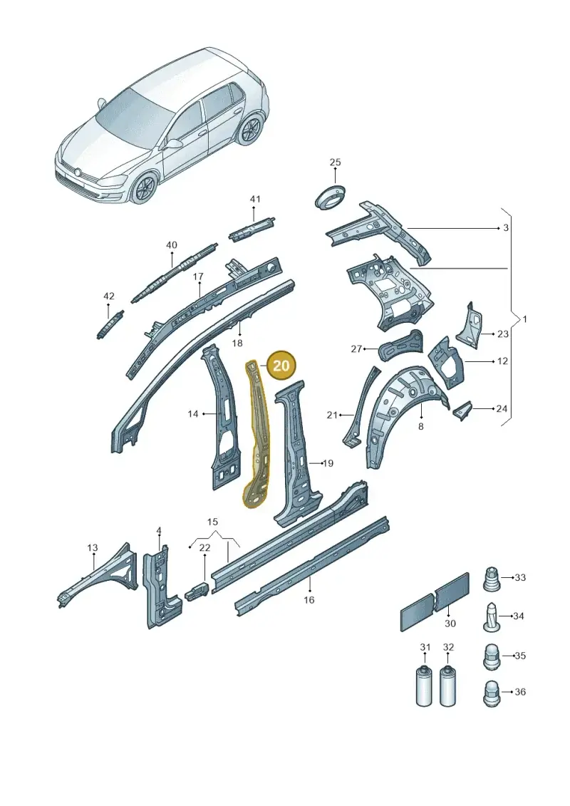 5G4810070 — Volkswagen E-Golf (2014-2021) diagram 774809000, position 20