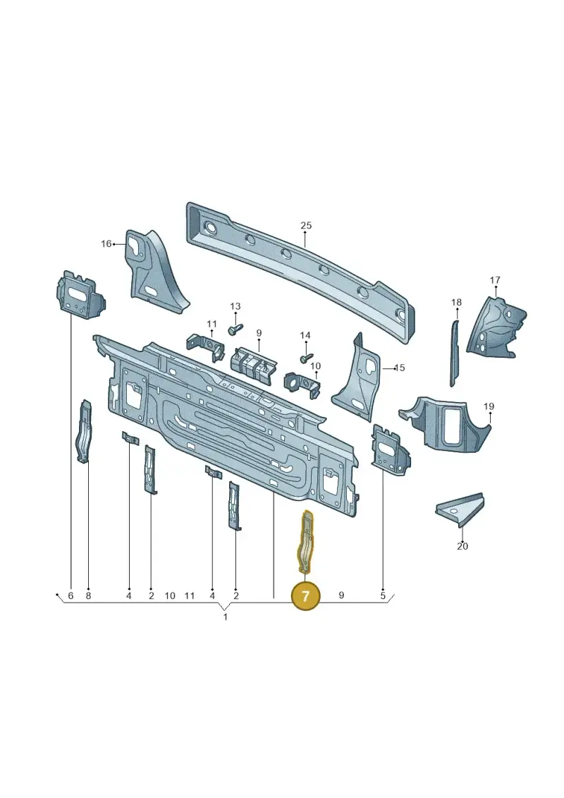 5G6807125 — Volkswagen Golf Sportsvan 1.6 (2014-2020) diagram 780813000, position 7