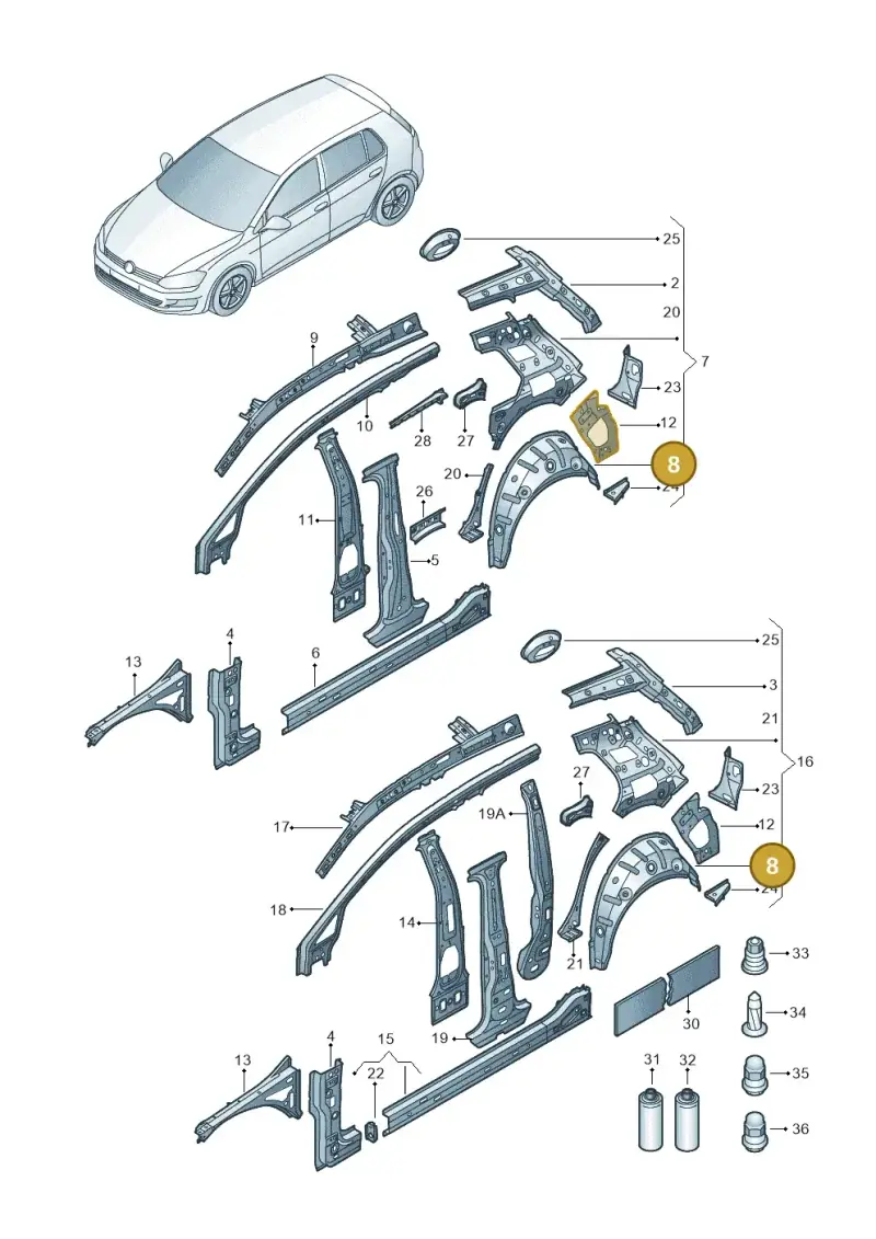 5G6809411 — Volkswagen Golf 1.4 BlueMotion (2014-2017) diagram 781809000, position 8