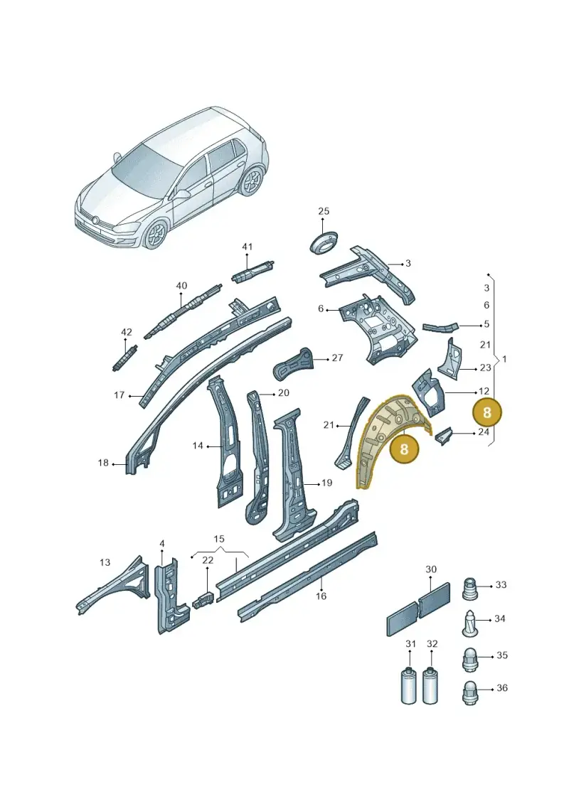 5G6809412 — Volkswagen E-Golf (2019-2020) diagram 598809000, position 8
