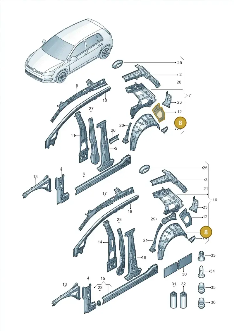 5G6809412 — Volkswagen Golf 1.4 BlueMotion (2012-2017) diagram 746809000, position 8