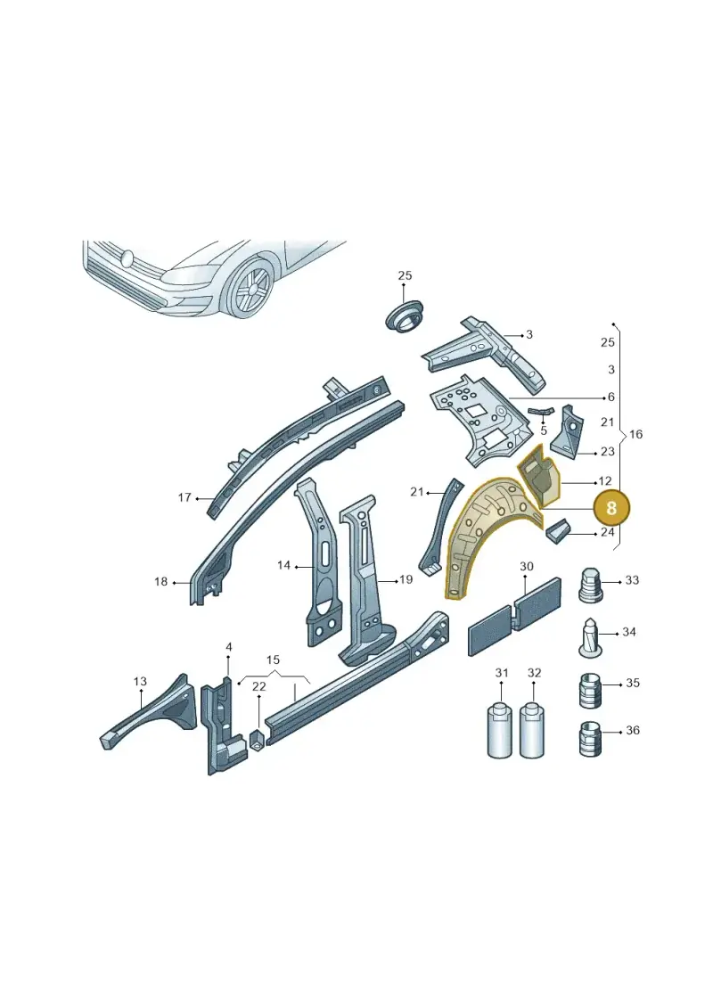 5G6809412 — Volkswagen Golf 1.4 (2013-2020) diagram 769809000, position 8