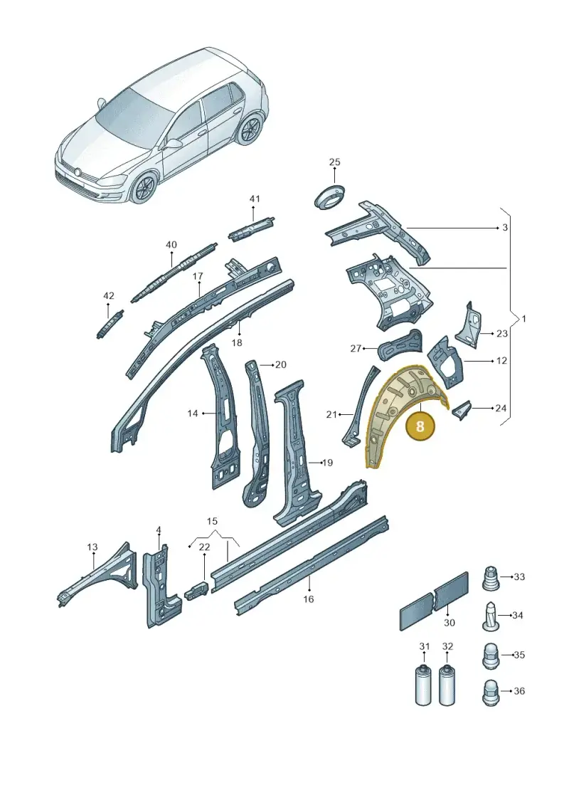 5G6809412 — Volkswagen E-Golf (2014-2021) diagram 774809000, position 8