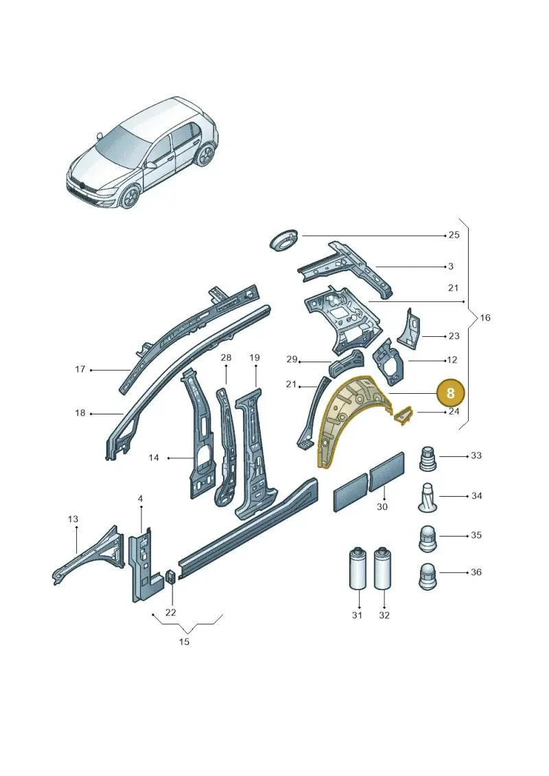 5G6809412 — Volkswagen Golf 1.6 (2015-2019) diagram 867809000, position 8
