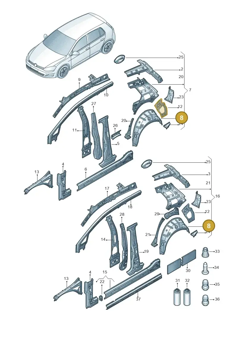 5G6809412 — Volkswagen Golf 2.0 (2016-2020) diagram 827809000, position 8