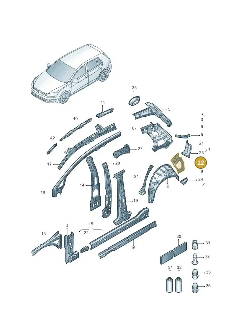 5G6809677 — Volkswagen E-Golf (2019-2020) diagram 598809000, position 12