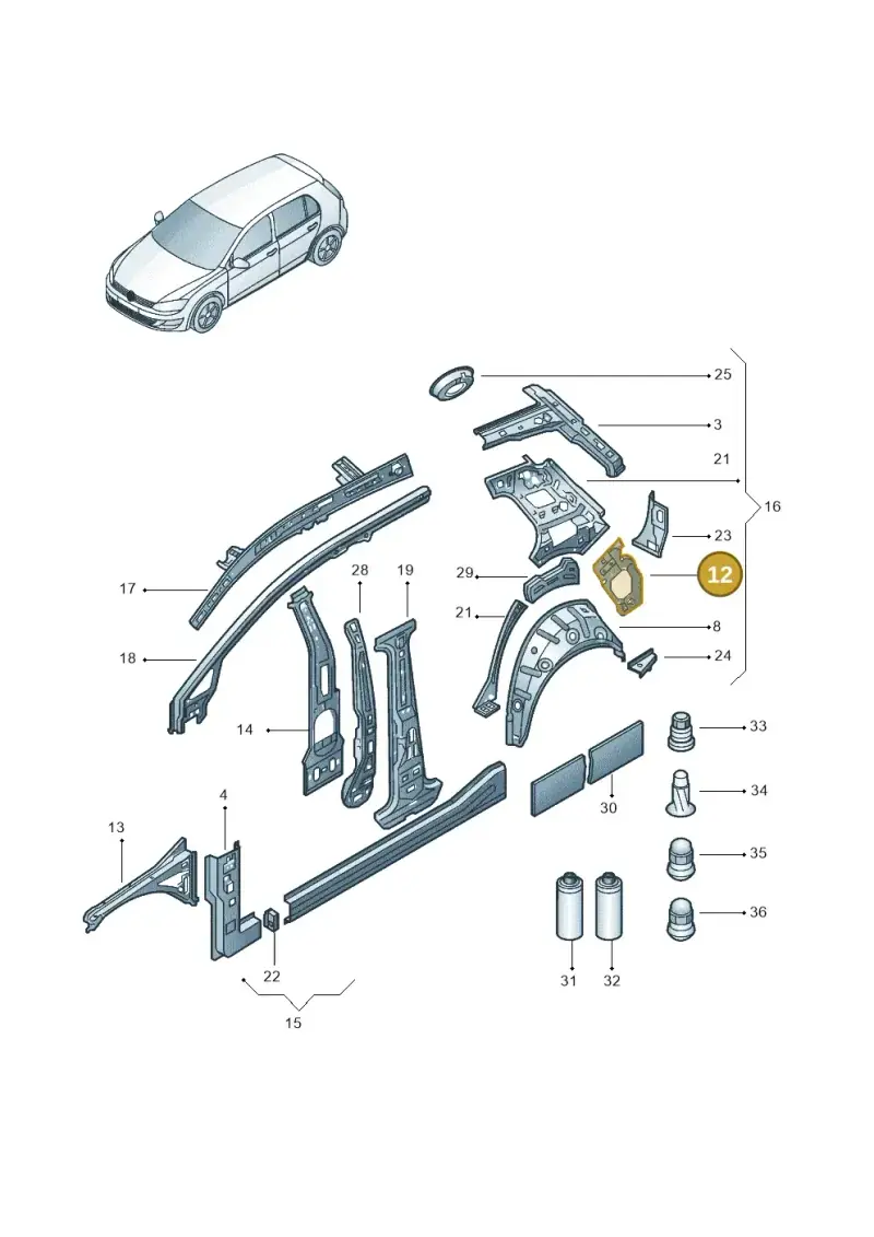 5G6809677 — Volkswagen Golf 1.6 (2015-2019) diagram 867809000, position 12