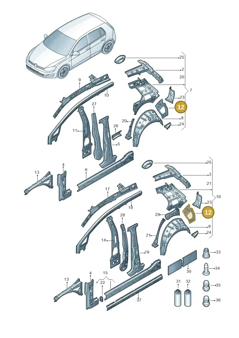 5G6809677 — Volkswagen Golf 2.0 (2016-2020) diagram 827809000, position 12