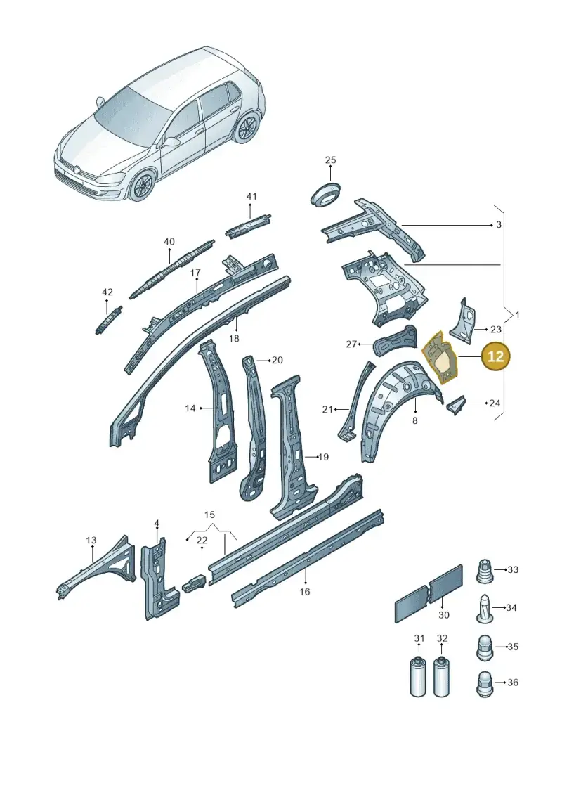 5G6809678 — Volkswagen E-Golf (2014-2021) diagram 774809000, position 12