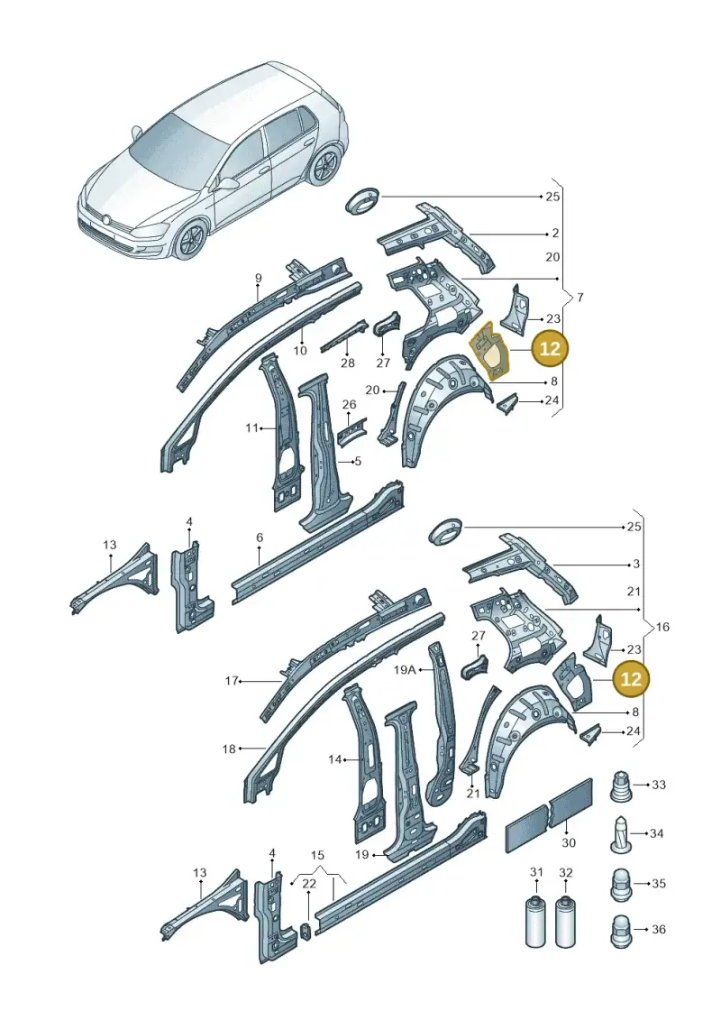 5G6809678 — Volkswagen Golf 1.4 BlueMotion (2014-2017) diagram 781809000, position 12