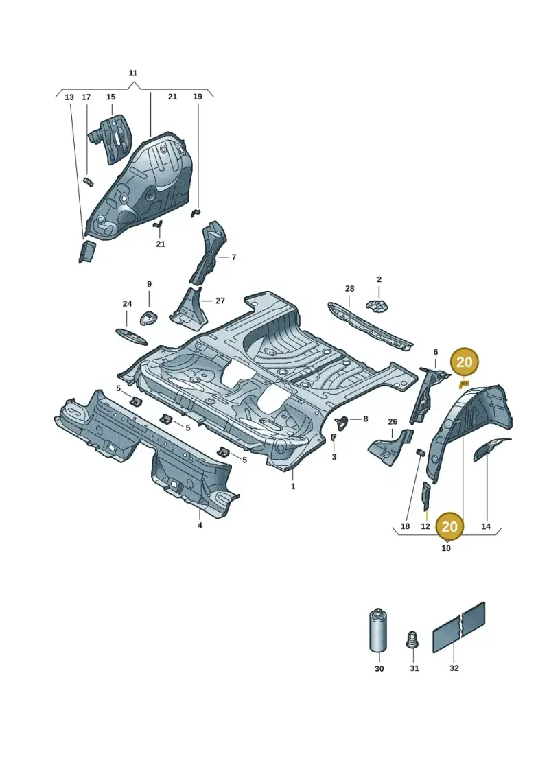 5G6813151 — Volkswagen Golf 2.0 BlueMotion (2019-2024) diagram 5h0803015, position 20