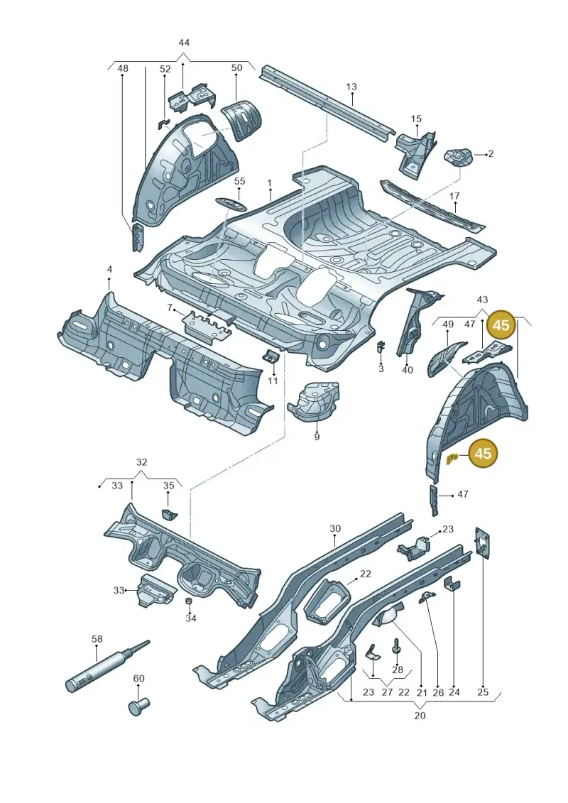 5G6813151 — Volkswagen Golf Sportsvan 1.6 (2014-2020) diagram 780803100, position 45