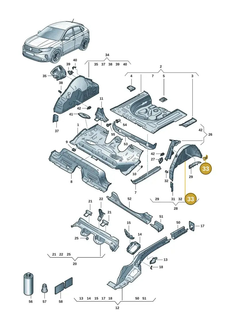 5G6813151 — Volkswagen Taigo (2021-2024) diagram 2f0803400, position 33