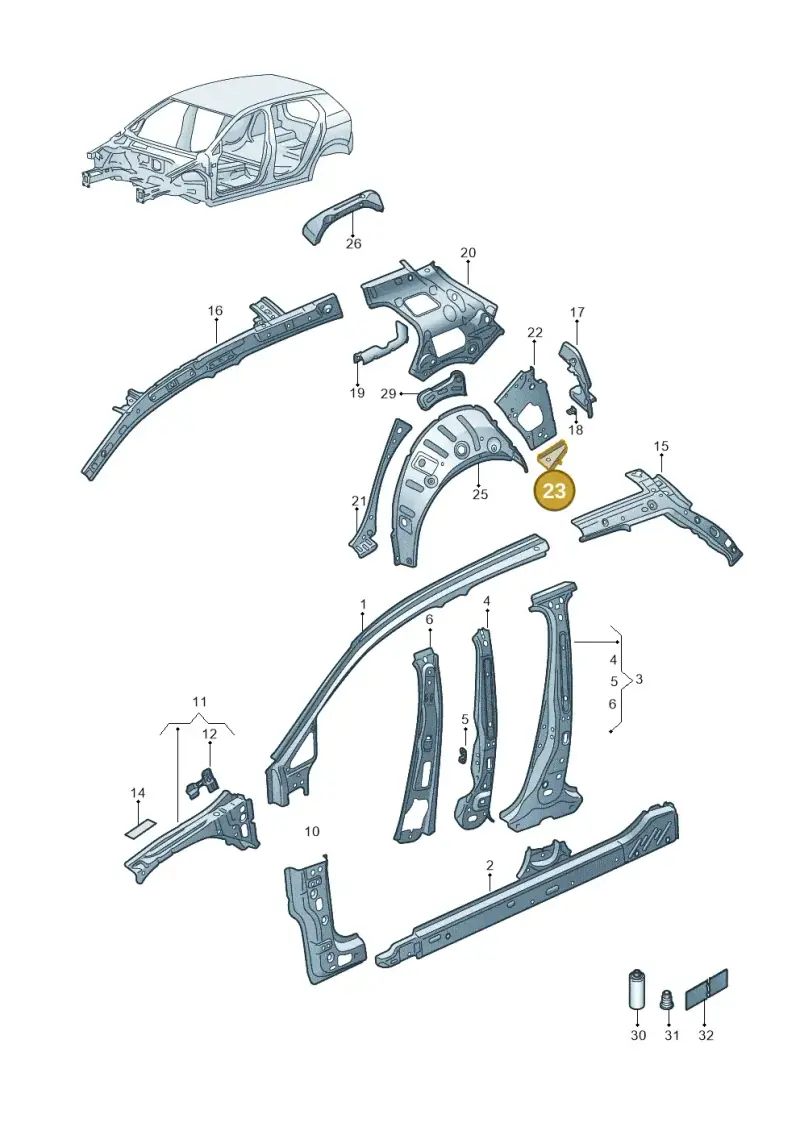 5G6813393A — Volkswagen Golf 2.0 BlueMotion (2019-2024) diagram 5h0809000, position 23