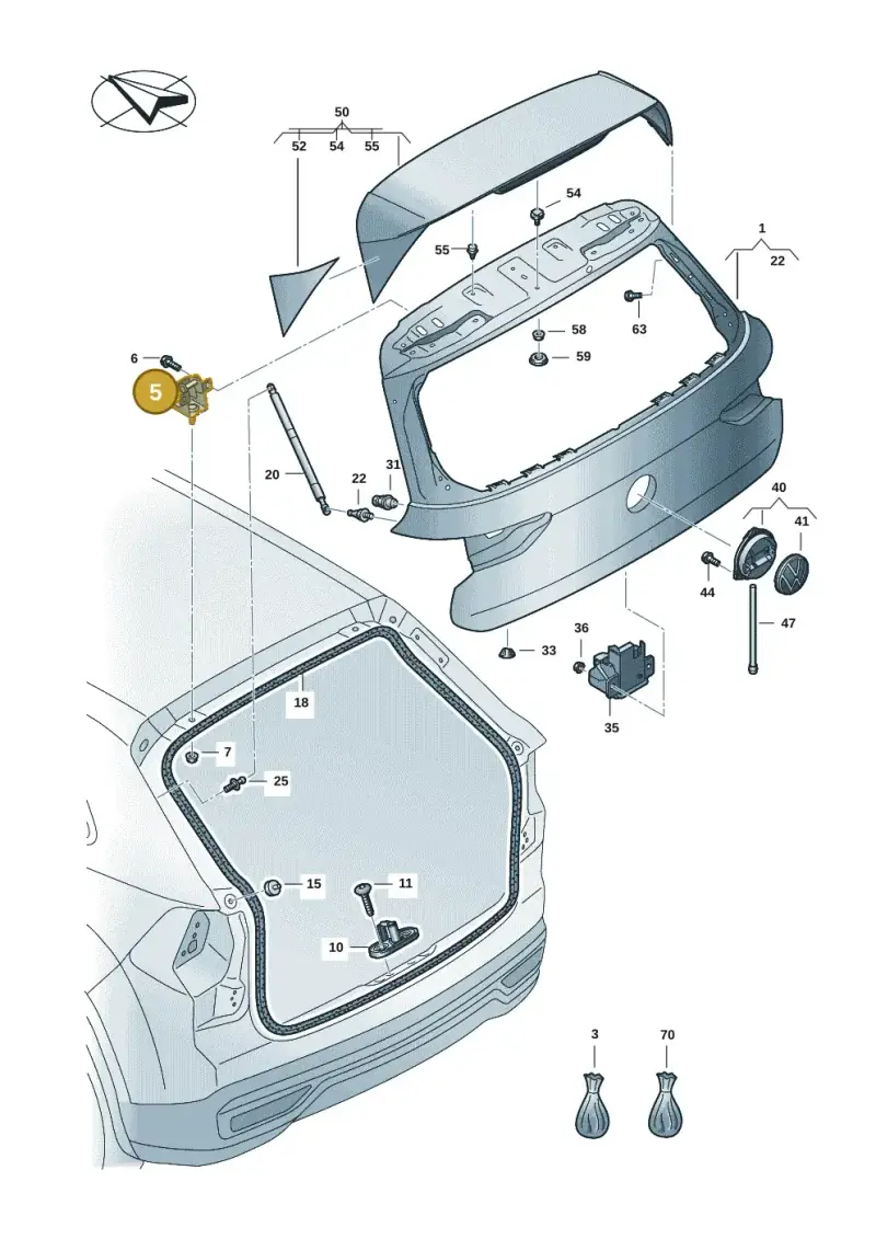 5G6827301C — Volkswagen Golf 2.0 BlueMotion (2019-2024) diagram 5h0827000, position 5