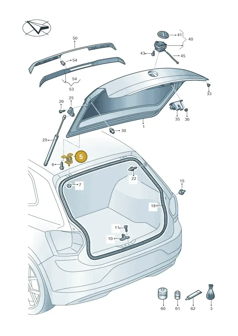 5G6827301C — Volkswagen Polo 1.0 BlueMotion (2017-2024) diagram 837827000, position 5