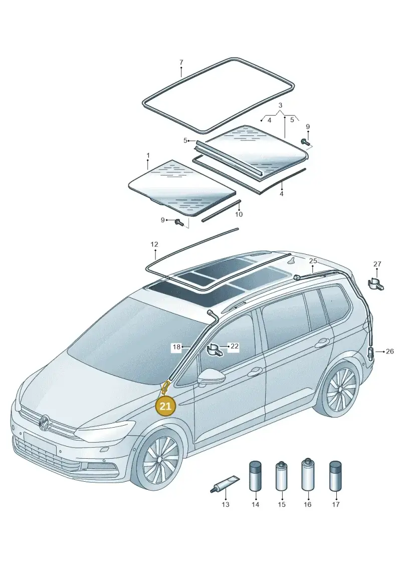 5G6877242B — Volkswagen Touran 2,0 BlueMotion (2015-2024) diagram 869877000, position 21