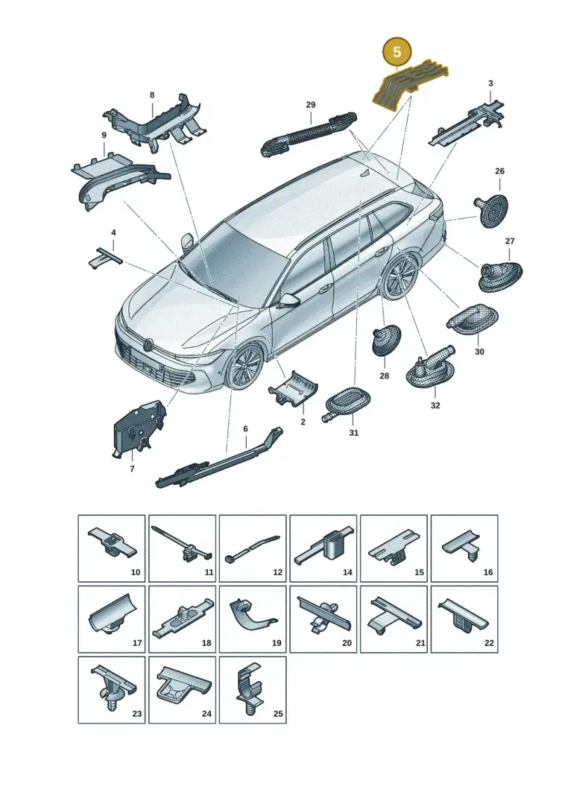 5G6971445 — Volkswagen Passat estate (2023-) diagram 3j0972001, position 5