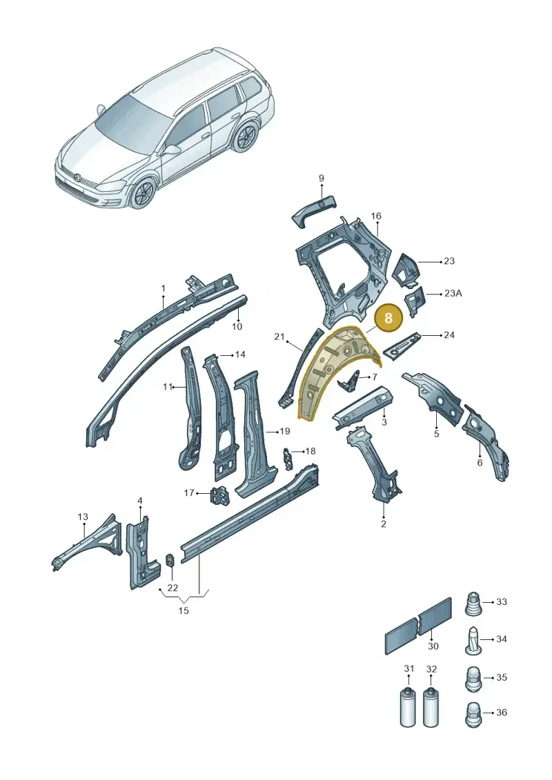 5G9809411 — Volkswagen Golf 2.0 (2016-2020) diagram 763809000, position 8