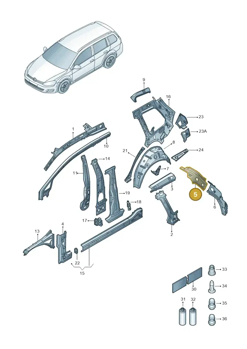 5G9809486 — Volkswagen Golf 2.0 (2016-2020) diagram 763809000, position 5