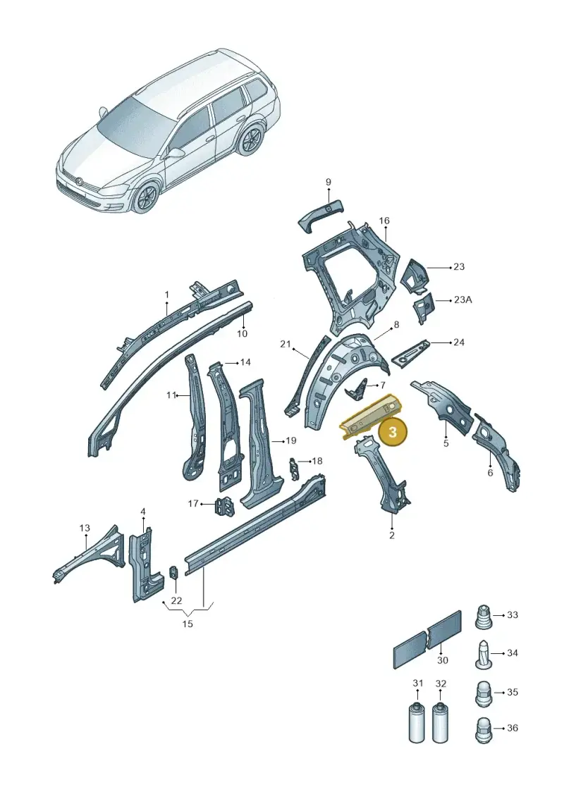 5G9810499 — Volkswagen Golf 2.0 (2016-2020) diagram 763809000, position 3