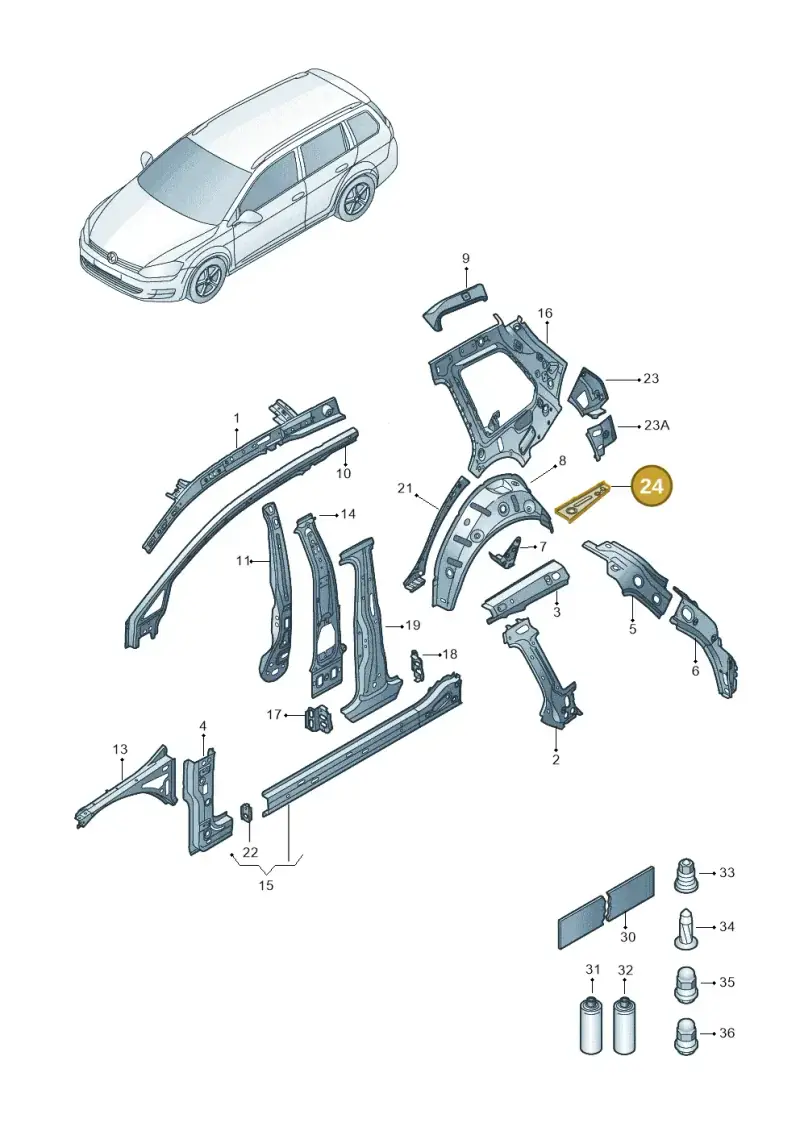 5G9813227 — Volkswagen Golf 2.0 (2016-2020) diagram 763809000, position 24