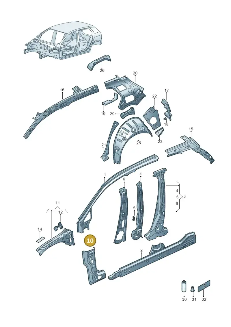 5H0809204 — Volkswagen Golf 2.0 BlueMotion (2019-2024) diagram 5h0809000, position 10
