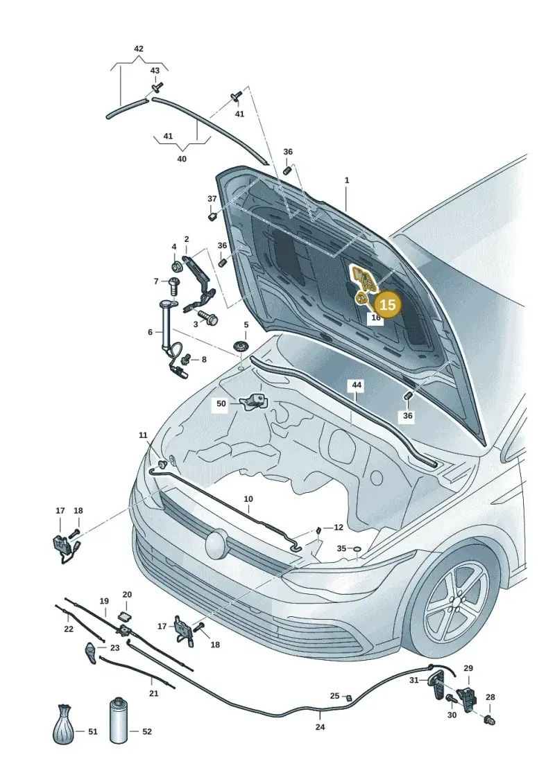 5H0823186C — Volkswagen Golf 2.0 BlueMotion (2019-2024) diagram 5h0823000, position 15
